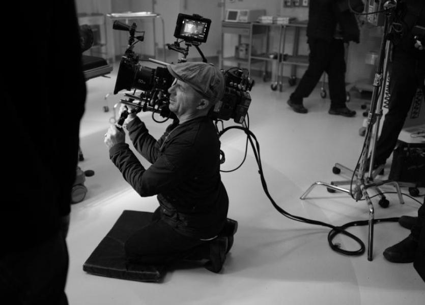 Ben Davis, BSC holding a camera on the set of Doctor Strange