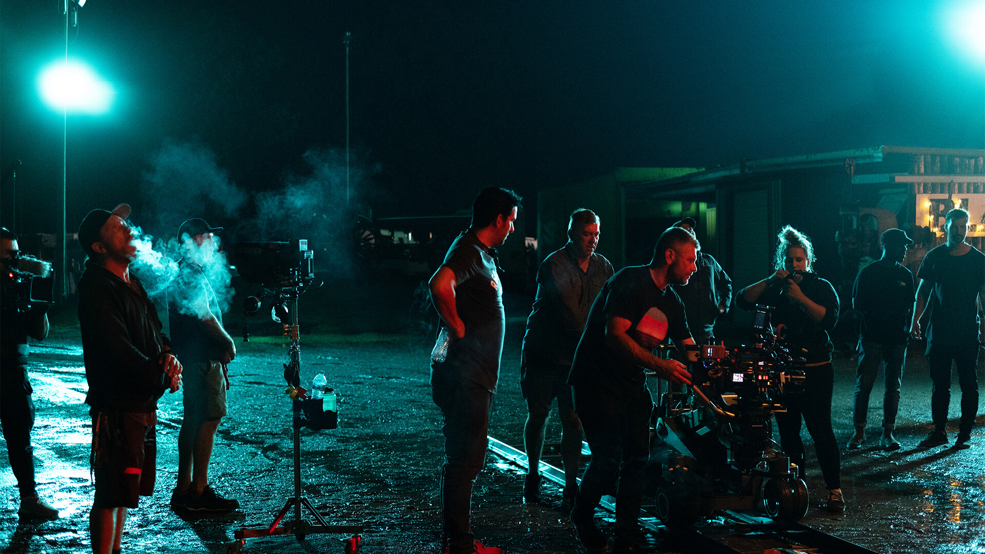 PX_segments_features_v1 Film set lit by two large lights in the distance